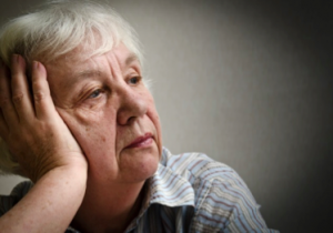 depressed older adult woman